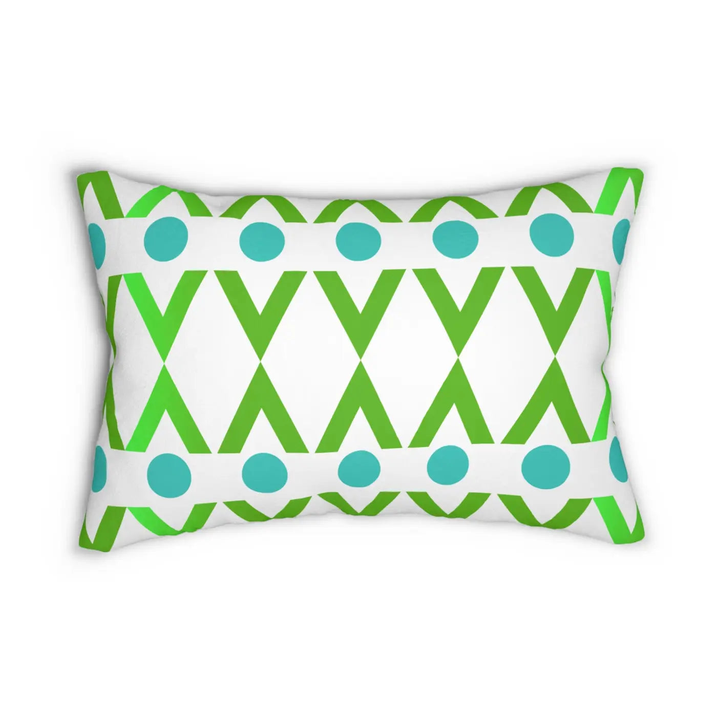 Geometric Spun Polyester Lumbar Pillow - Cyan and Green - DipaliZ
