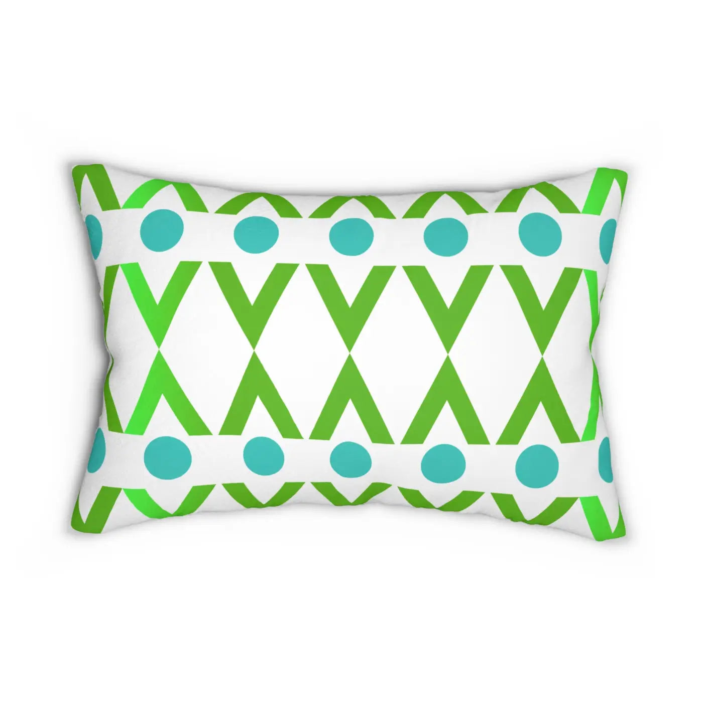 Geometric Spun Polyester Lumbar Pillow - Cyan and Green - DipaliZ