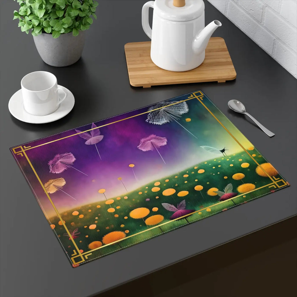 Dandelion Placemats - Yellow Backdrop Table Decor - DipaliZ