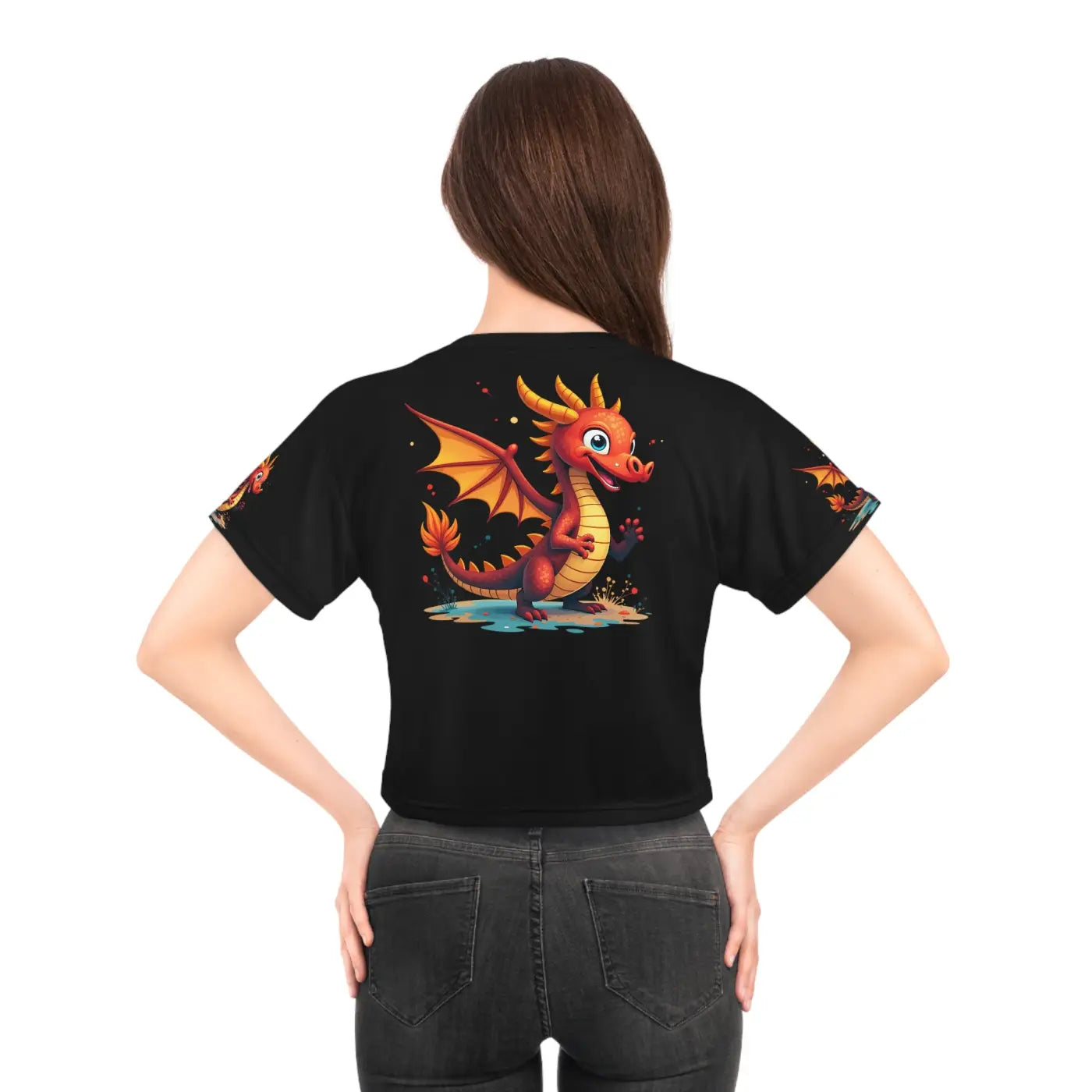 Dragon Art AOP Crop Tee - Bold Statement Style - DipaliZ
