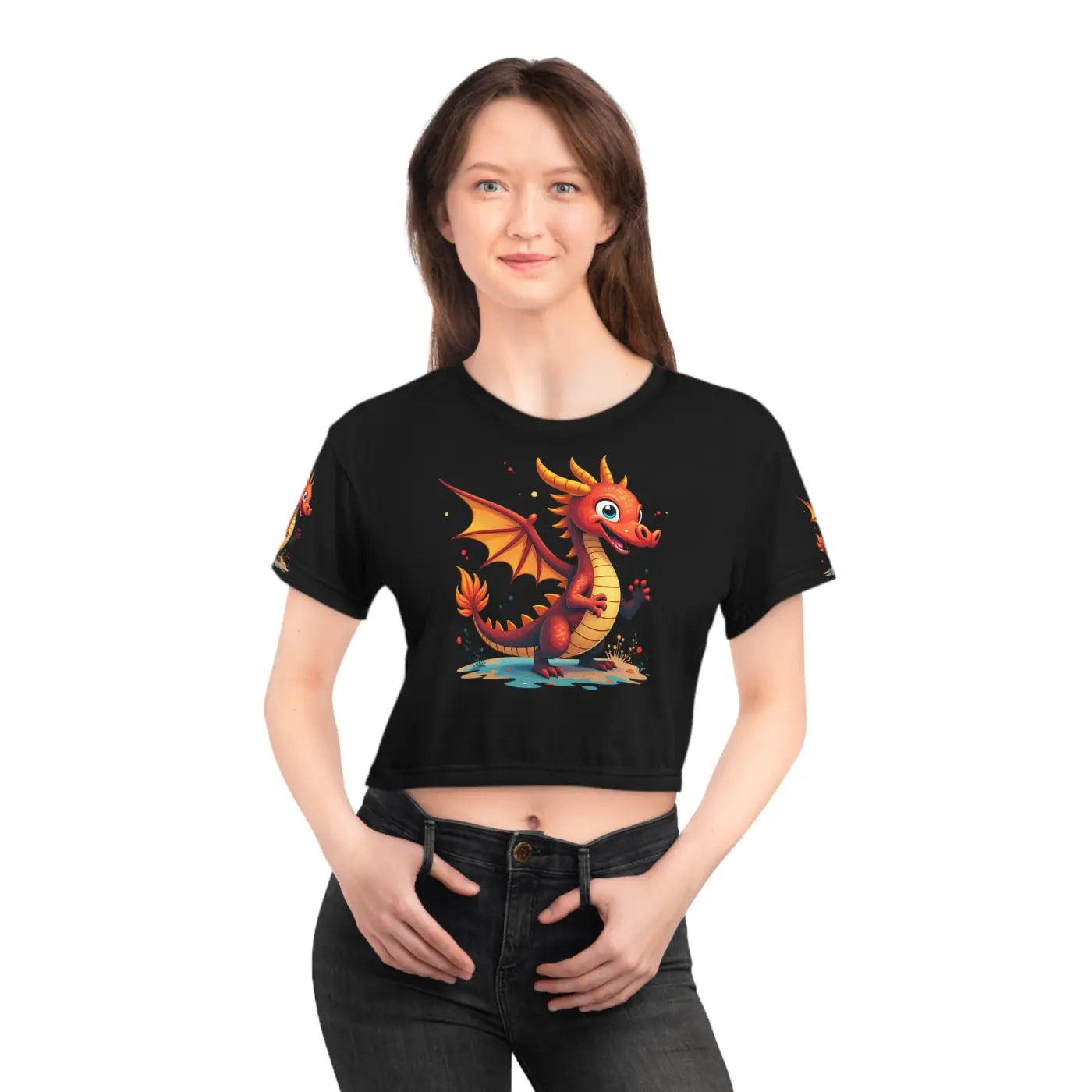 Dragon Art AOP Crop Tee - Bold Statement Style - DipaliZ
