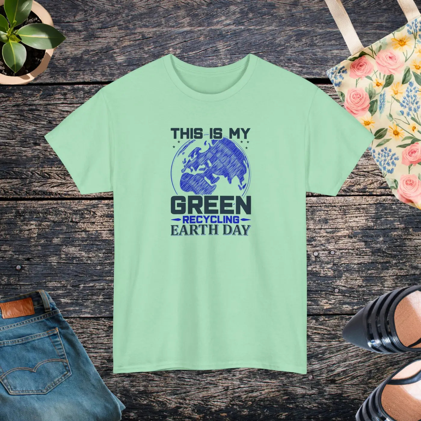 Earth Day Green Earth Deluxe T Shirt - Unisex Heavy Cotton - DipaliZ