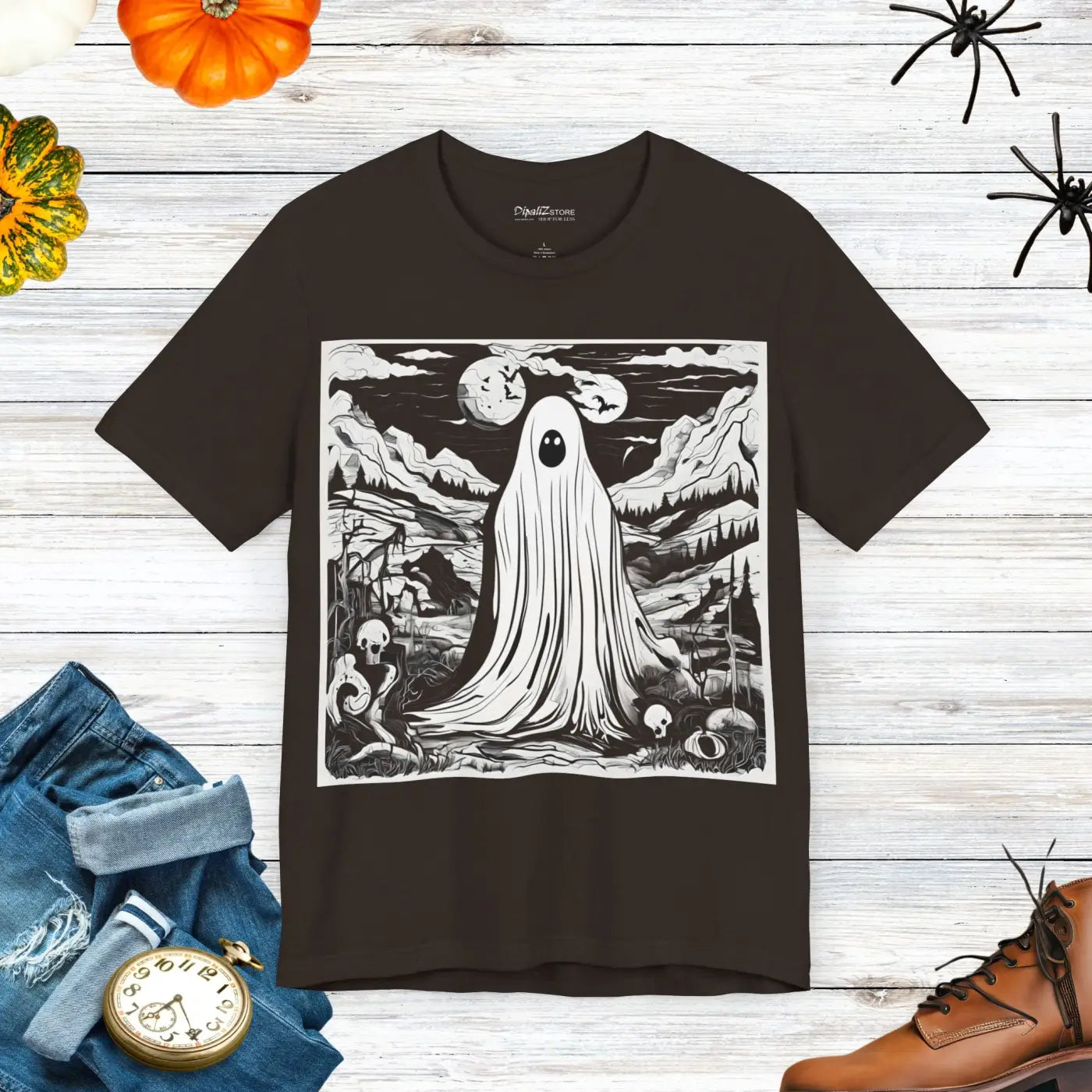 Eerie Ghost Jersey Short Sleeve Tee - Halloween Unisex - DipaliZ