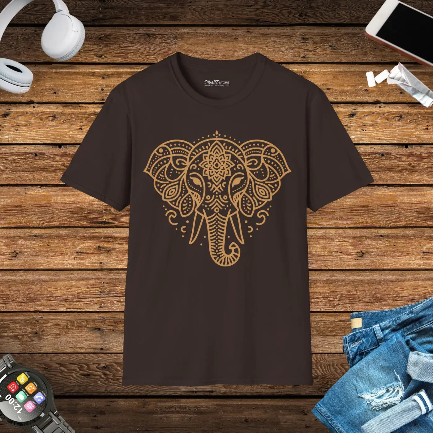 Mandala Elephant Softstyle T Shirt - Unisex Comfort Tee - DipaliZ