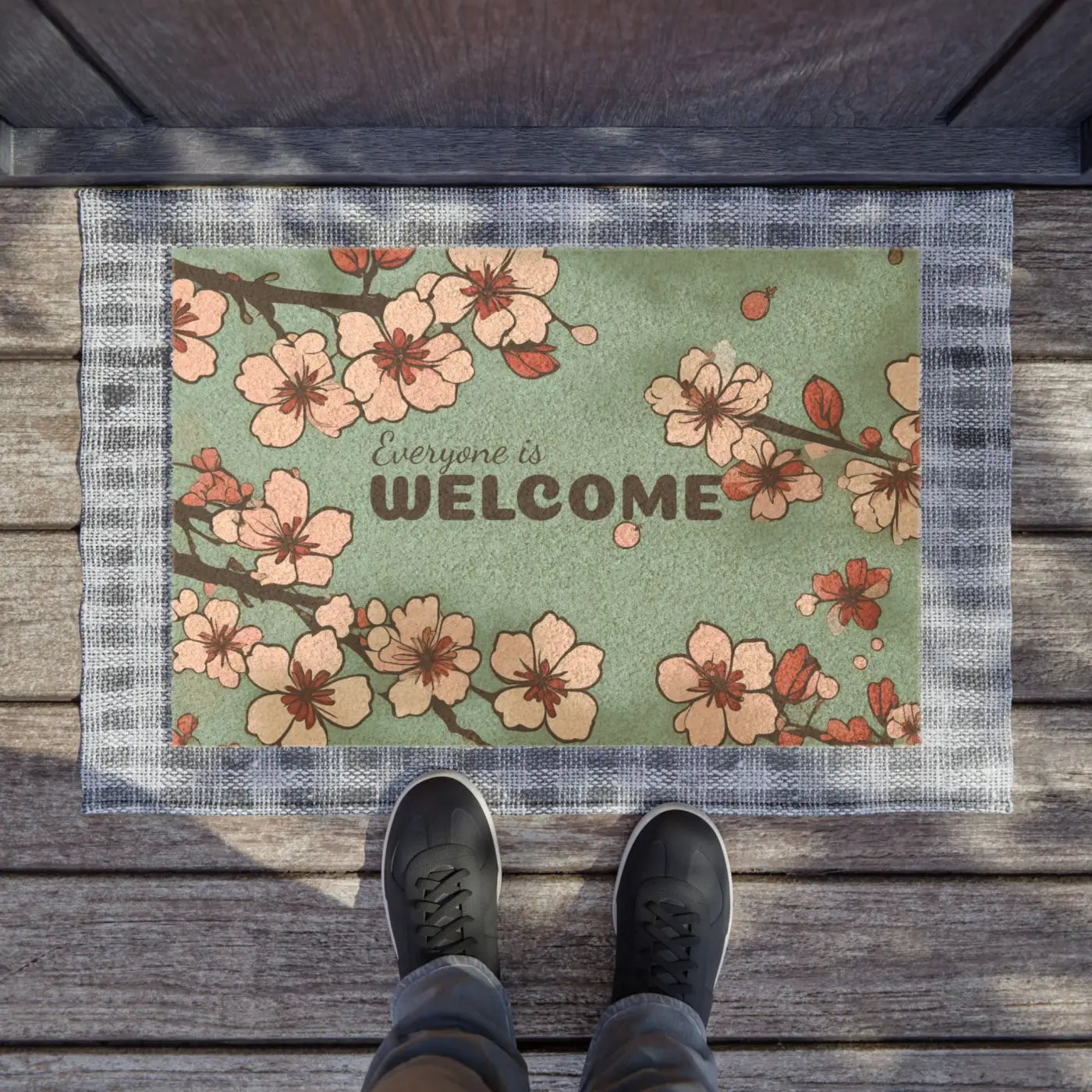 Cherry Blossoms Doormat - Coir Coconut Fiber Welcome Mat - DipaliZ
