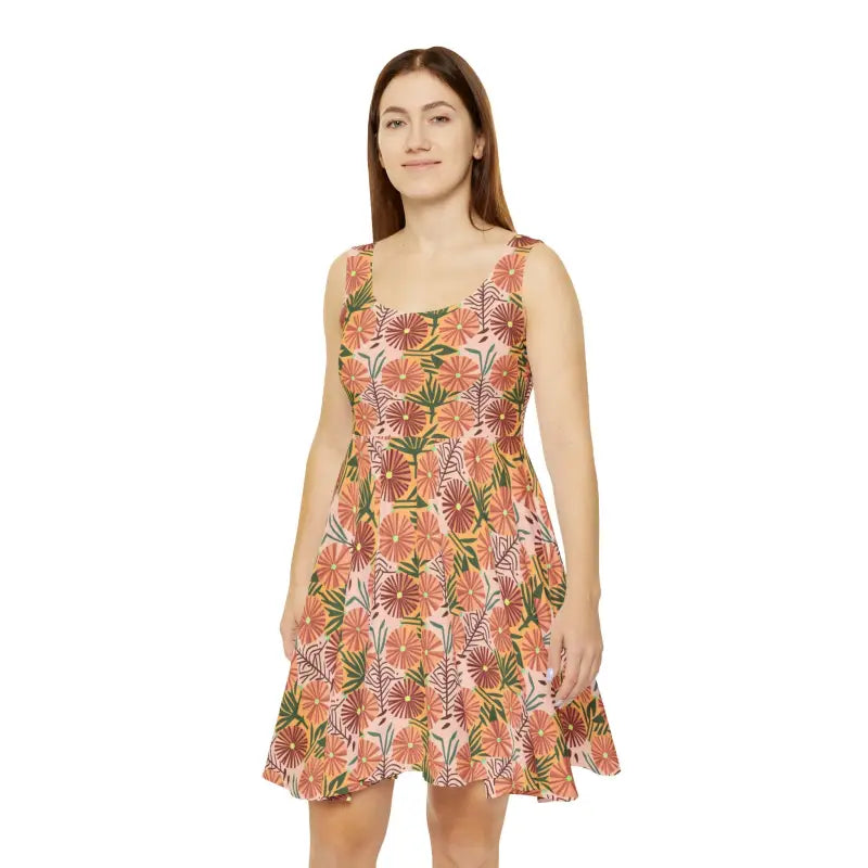 Floral Skater Dress - Polyester Spandex Eco-Friendly - DipaliZ