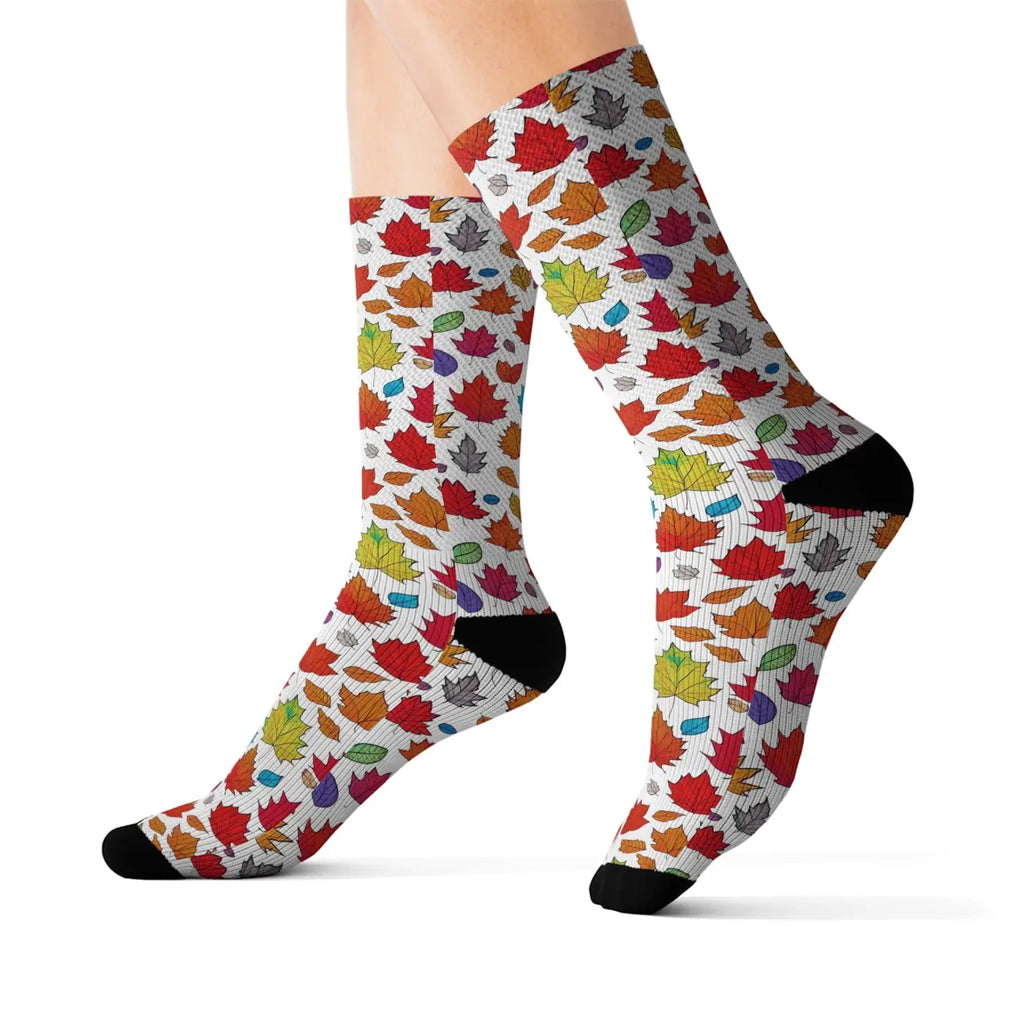 Fall Foliage Sublimation Socks - Cozy Eco-Friendly Gift - DipaliZ