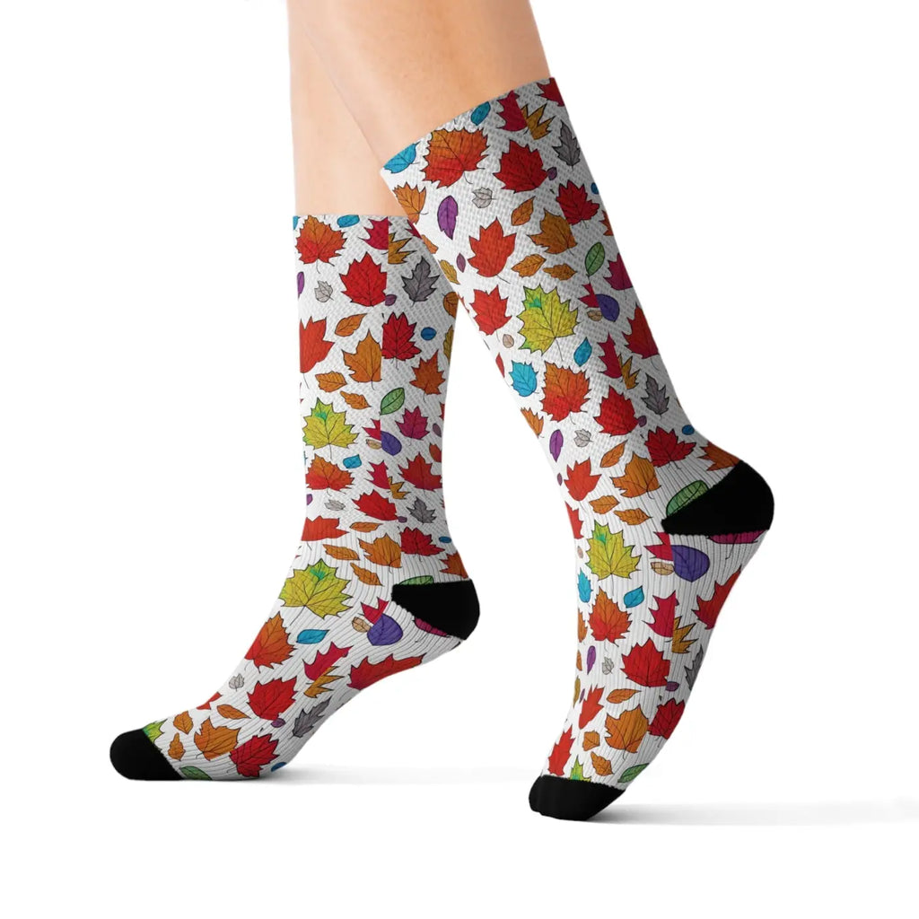 Fall Foliage Sublimation Socks - Cozy Eco-Friendly Gift - DipaliZ