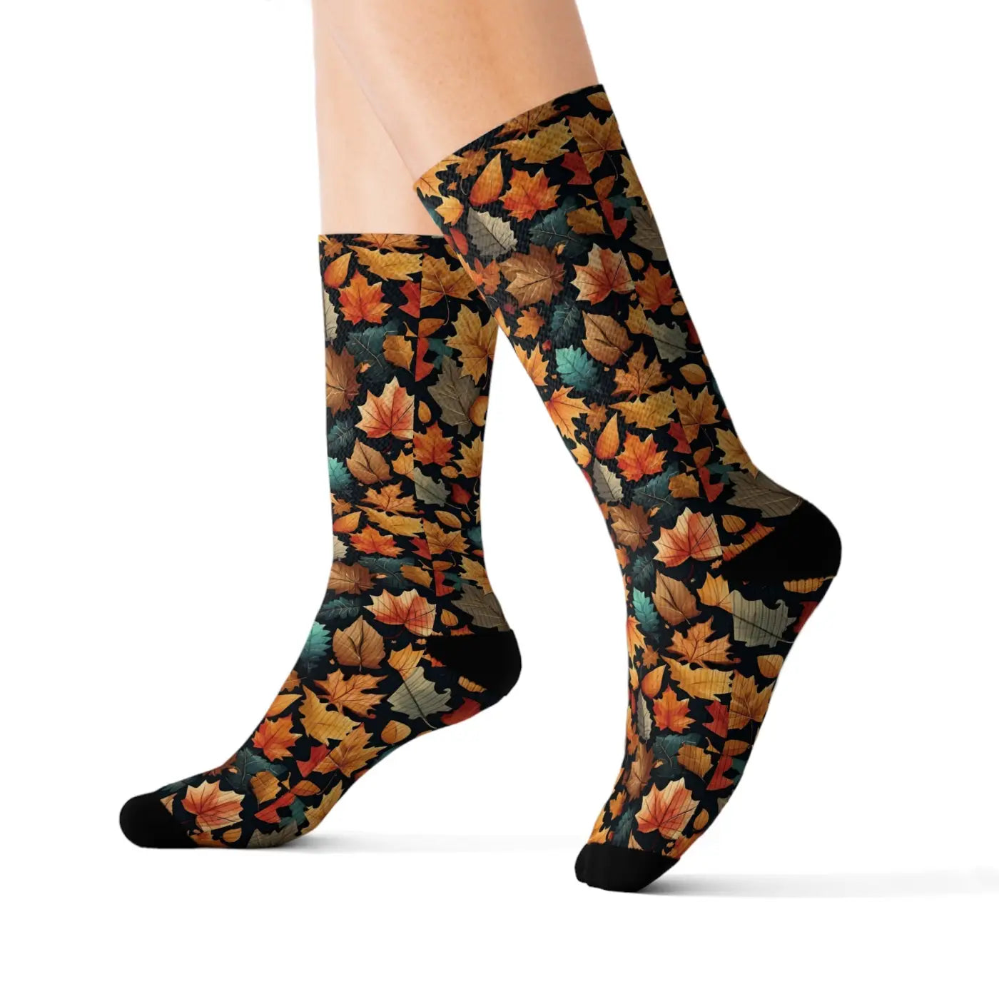 Fall Leaves Pattern Socks - Cozy Autumn Comfort - DipaliZ