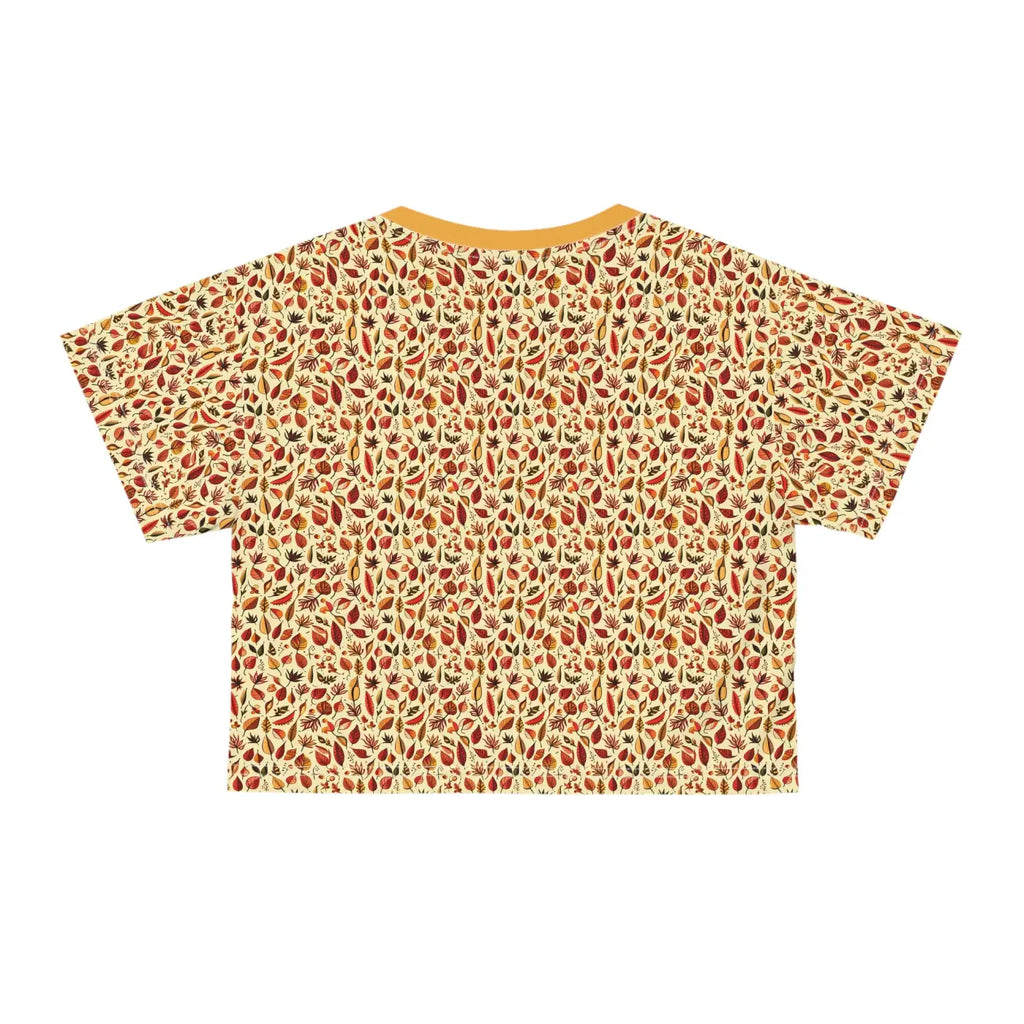 Fall Leaves Pattern AOP Crop Tee - Autumn Vibes - DipaliZ