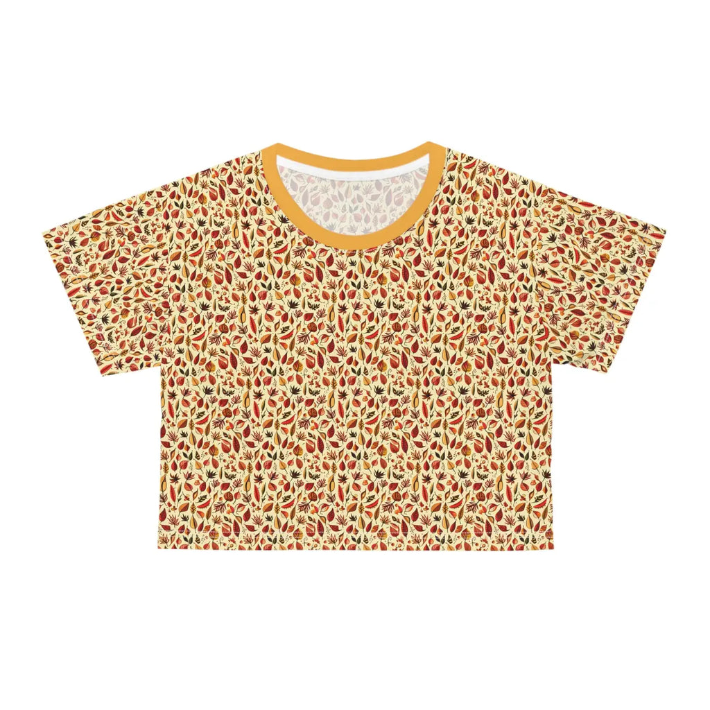 Fall Leaves Pattern AOP Crop Tee - Autumn Vibes - DipaliZ