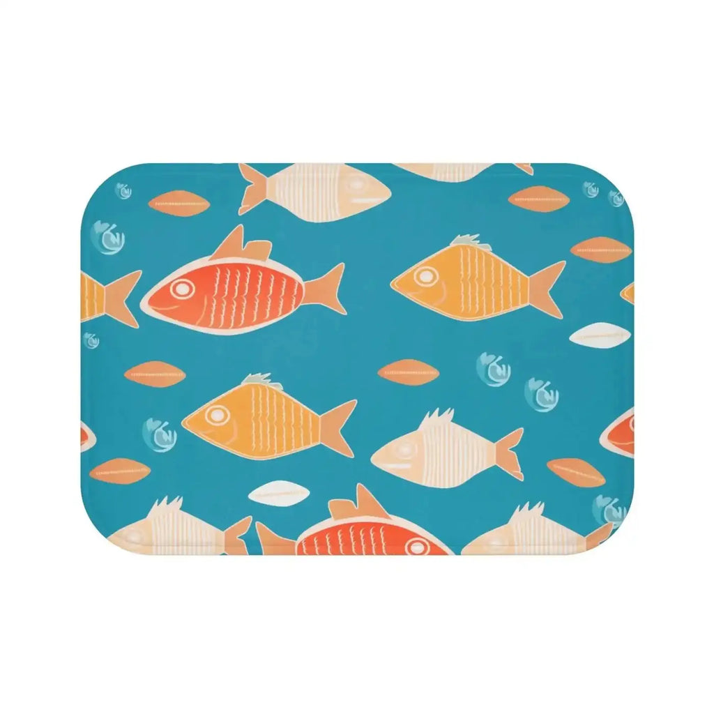 Fish Pattern Bath Mat - Soft Aquatic Bathroom Decor - DipaliZ