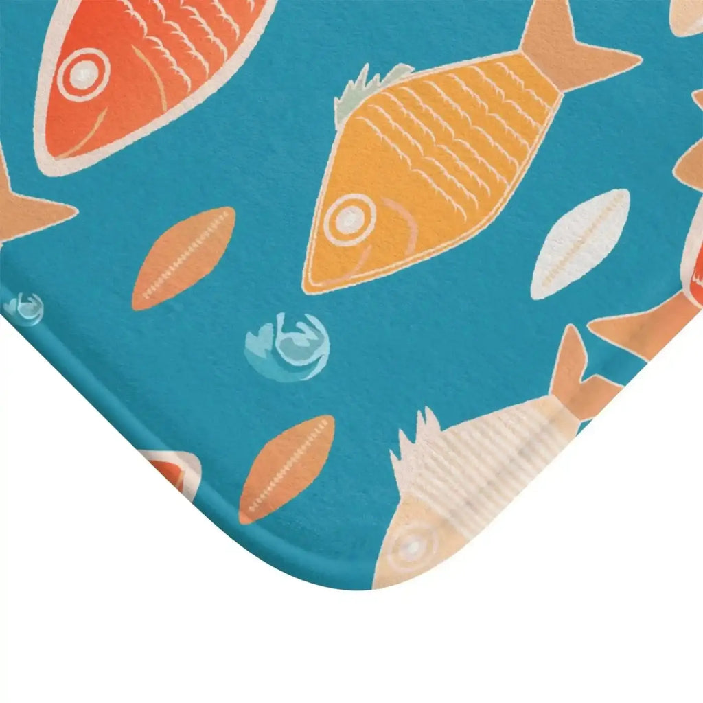 Fish Pattern Bath Mat - Soft Aquatic Bathroom Decor - DipaliZ