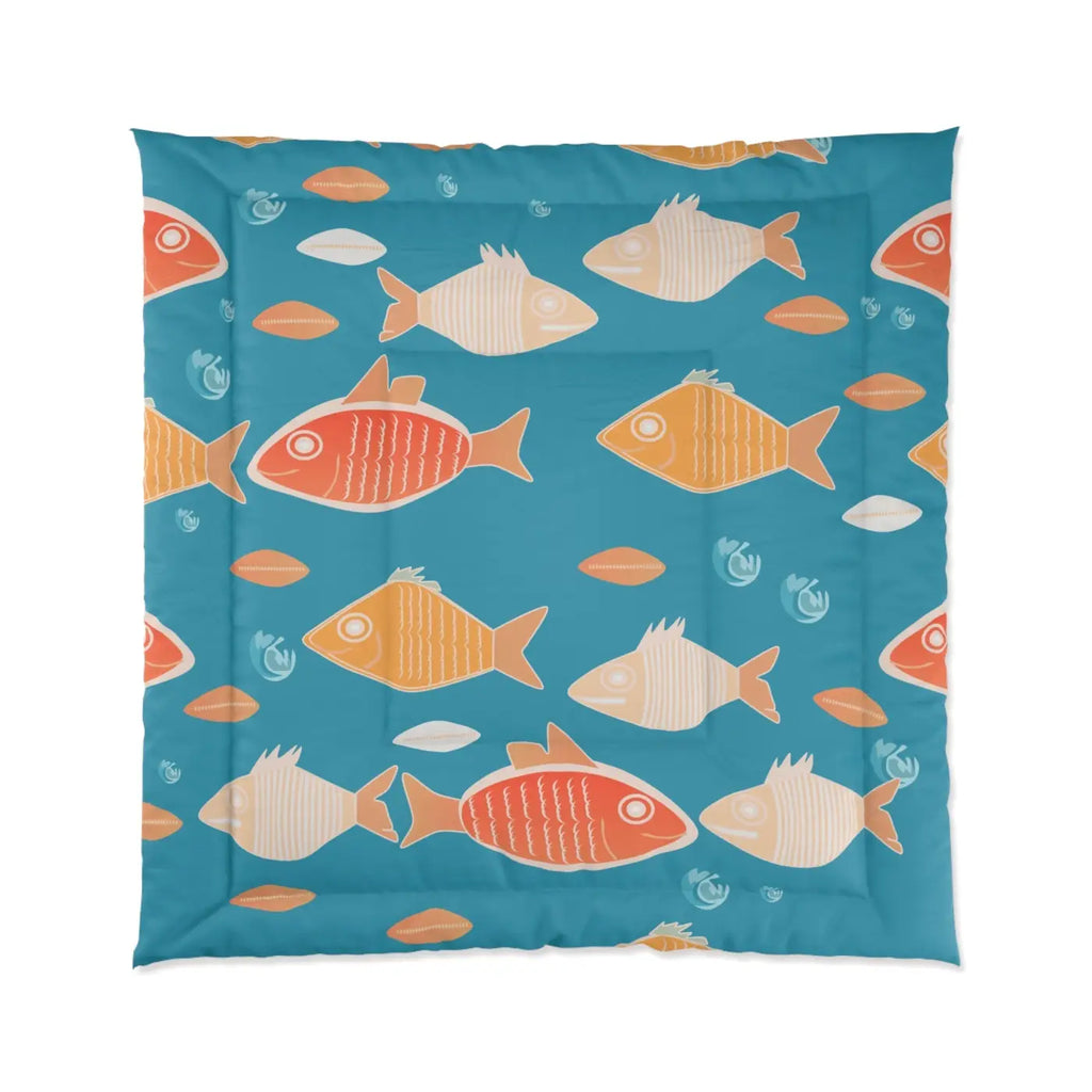 Fishes Comforter - Cozy Ocean Design for Bedroom - DipaliZ