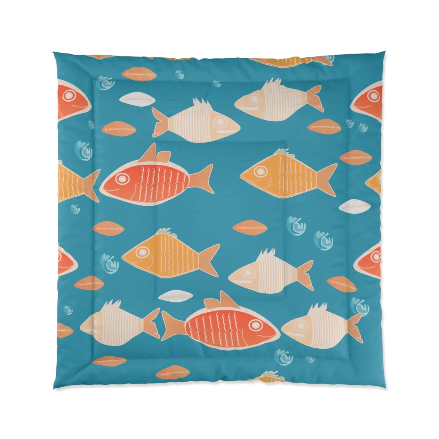 Fishes Comforter - Cozy Ocean Design for Bedroom - DipaliZ