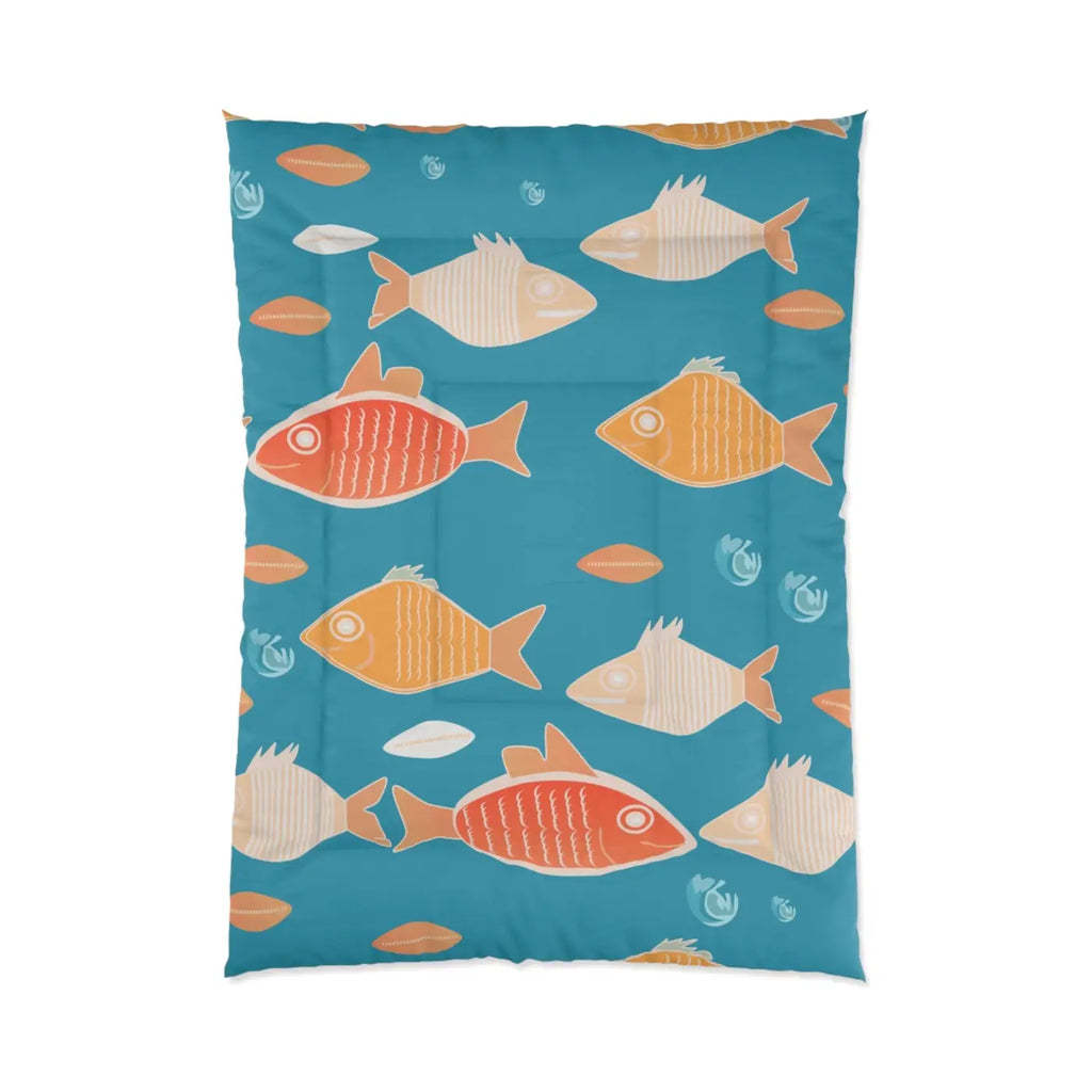 Fishes Comforter - Cozy Ocean Design for Bedroom - DipaliZ