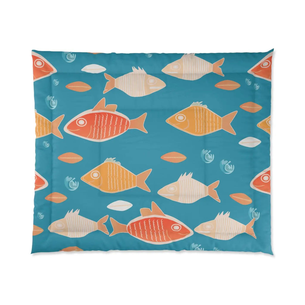 Fishes Comforter - Cozy Ocean Design for Bedroom - DipaliZ