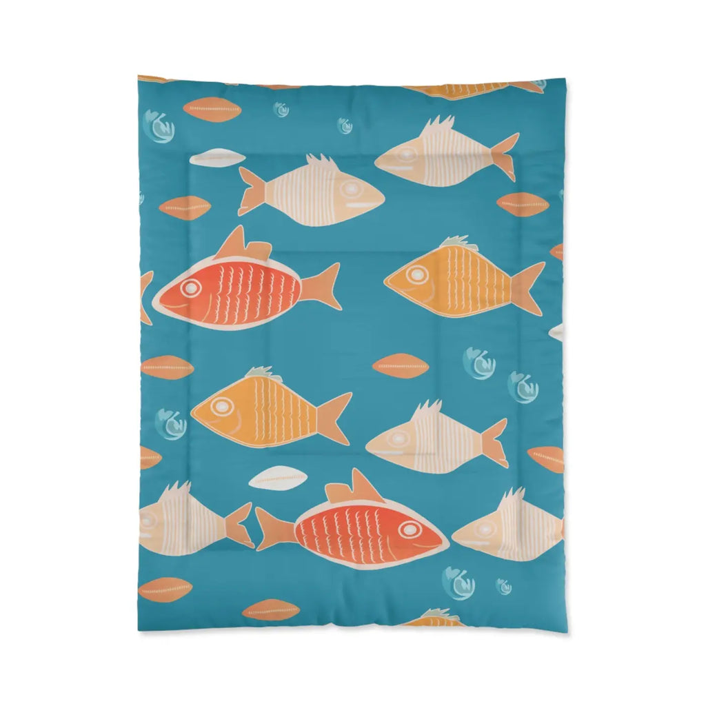 Fishes Comforter - Cozy Ocean Design for Bedroom - DipaliZ