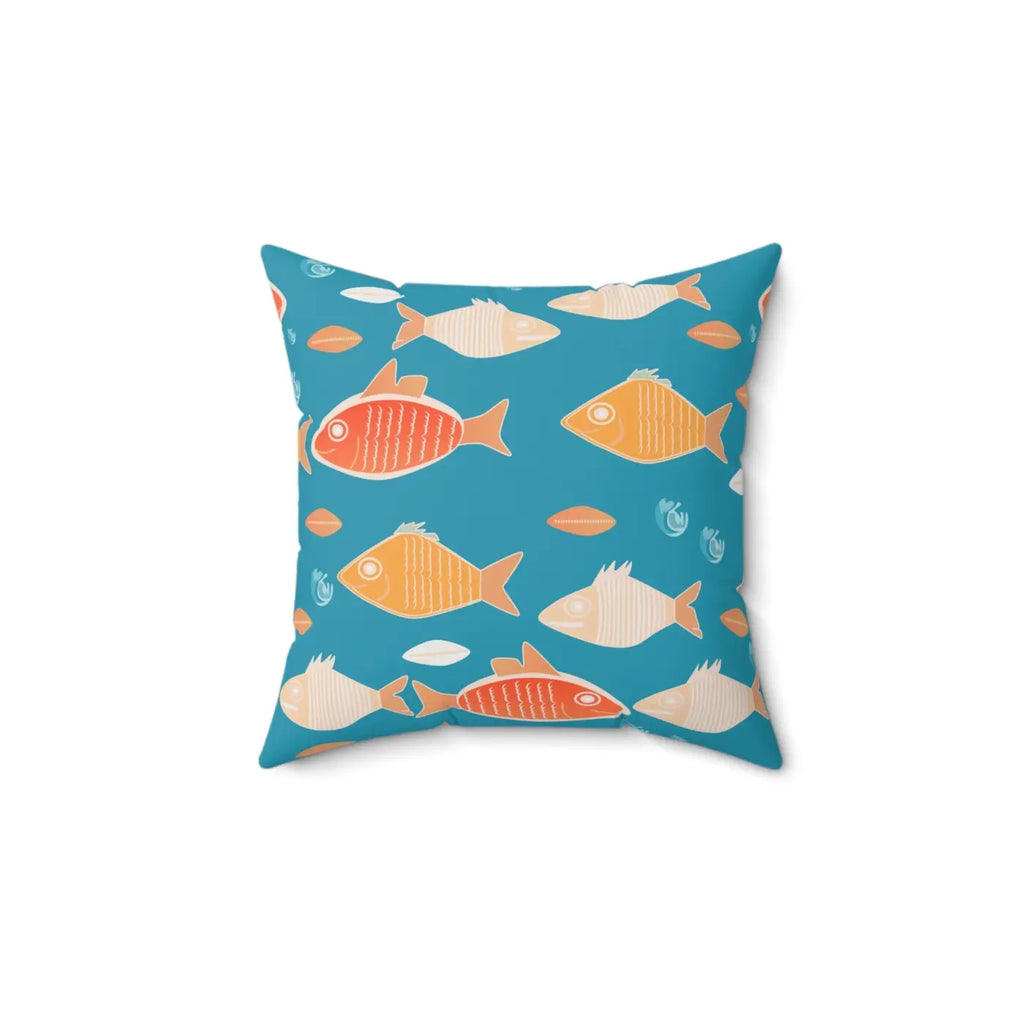 Fishes Pattern Polyester Square Pillow - Vibrant Home Decor - DipaliZ