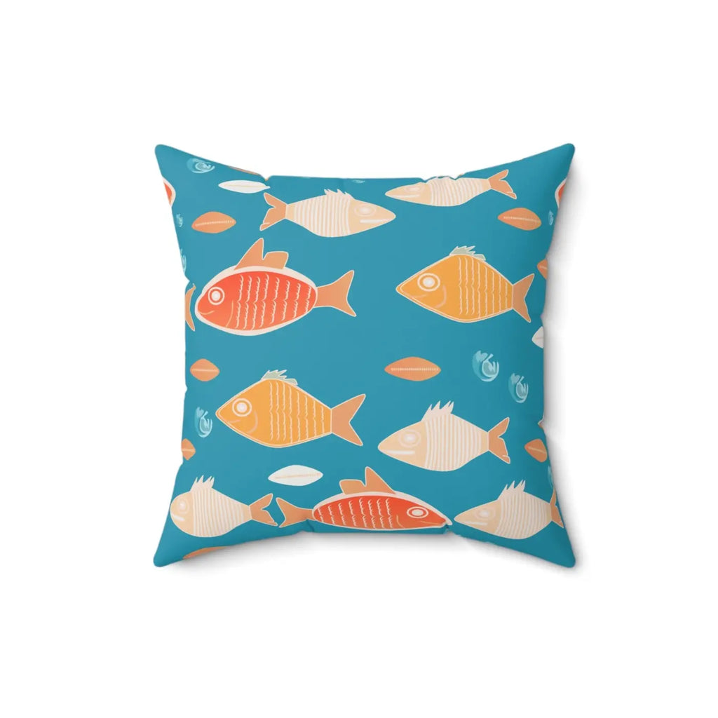 Fishes Pattern Polyester Square Pillow - Vibrant Home Decor - DipaliZ