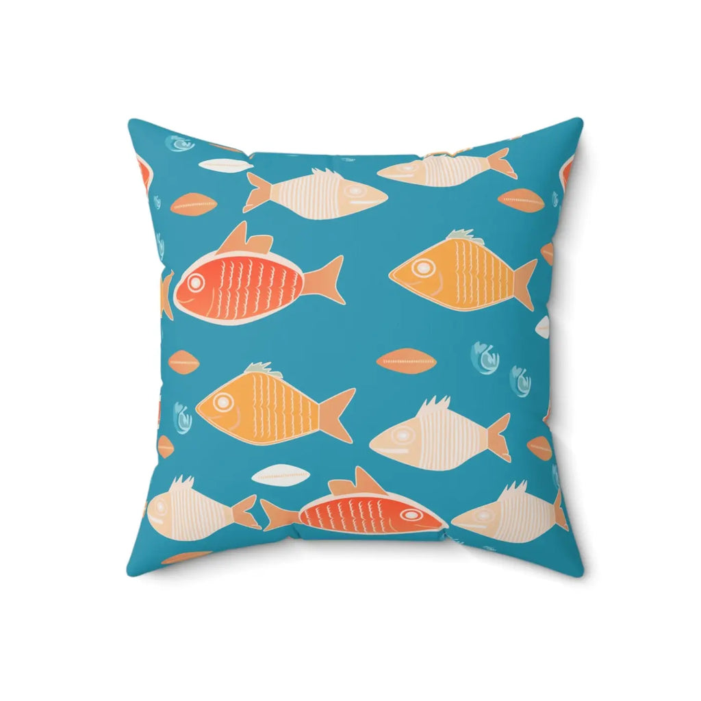 Fishes Pattern Polyester Square Pillow - Vibrant Home Decor - DipaliZ