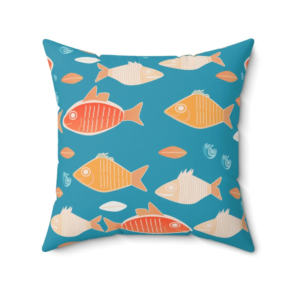 Fishes Pattern Polyester Square Pillow - Vibrant Home Decor - DipaliZ