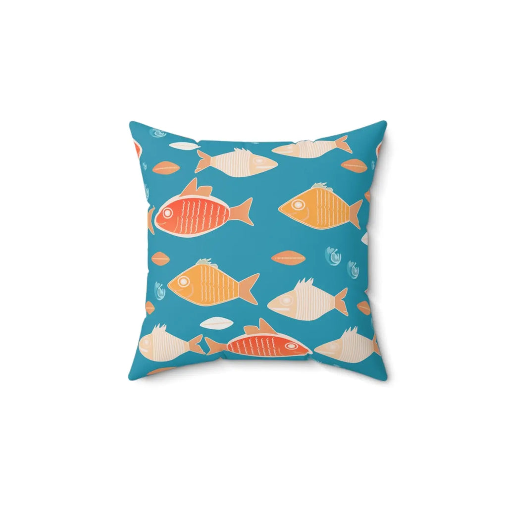 Fishes Pattern Polyester Square Pillow - Vibrant Home Decor - DipaliZ
