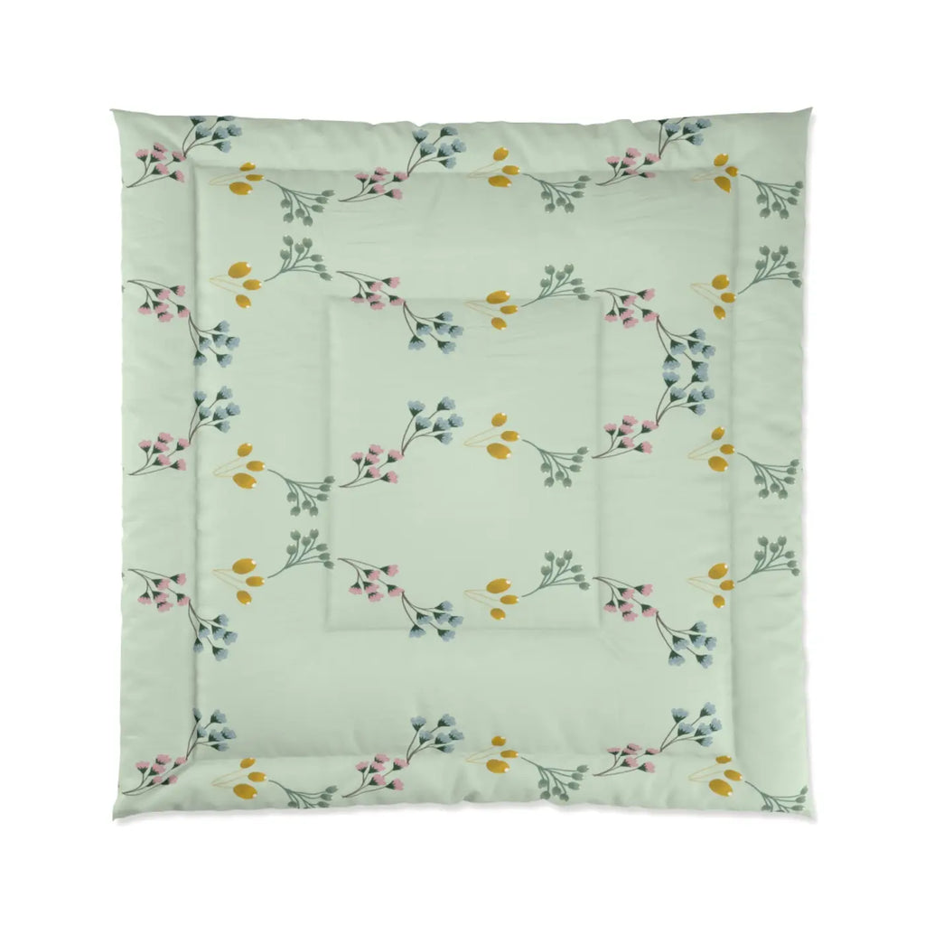 Floral Green Comforter - Soft Polyester Bedding - DipaliZ