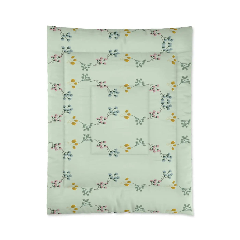 Floral Green Comforter - Soft Polyester Bedding - DipaliZ