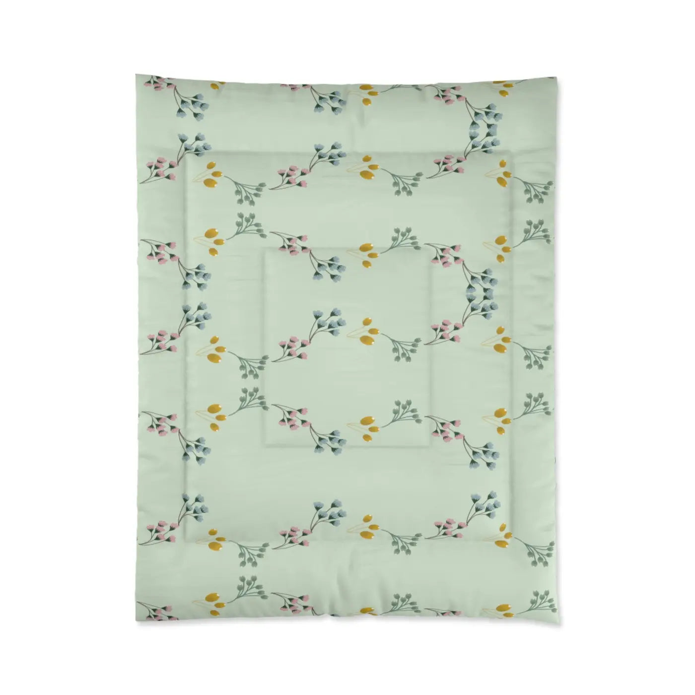 Floral Green Comforter - Soft Polyester Bedding - DipaliZ