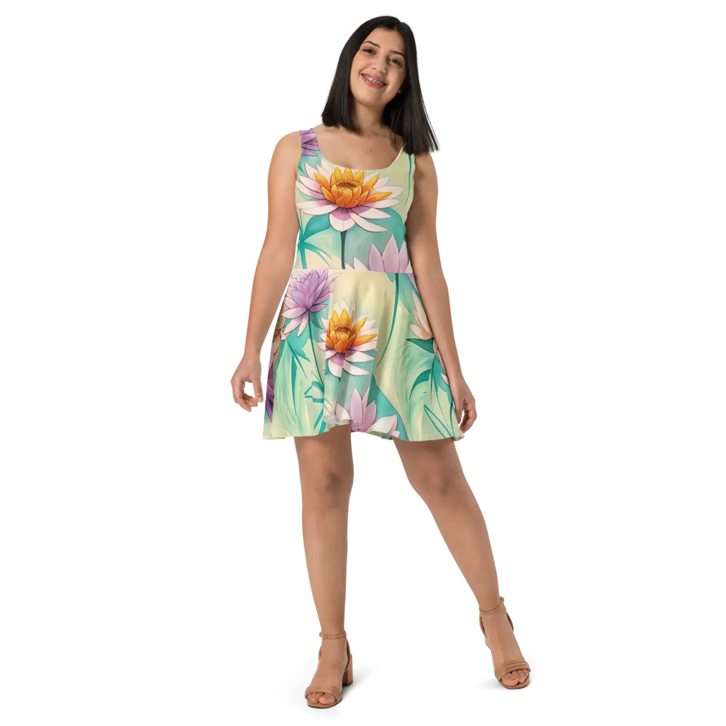 Floral Skater Dress - Flared Feminine Fit - DipaliZ