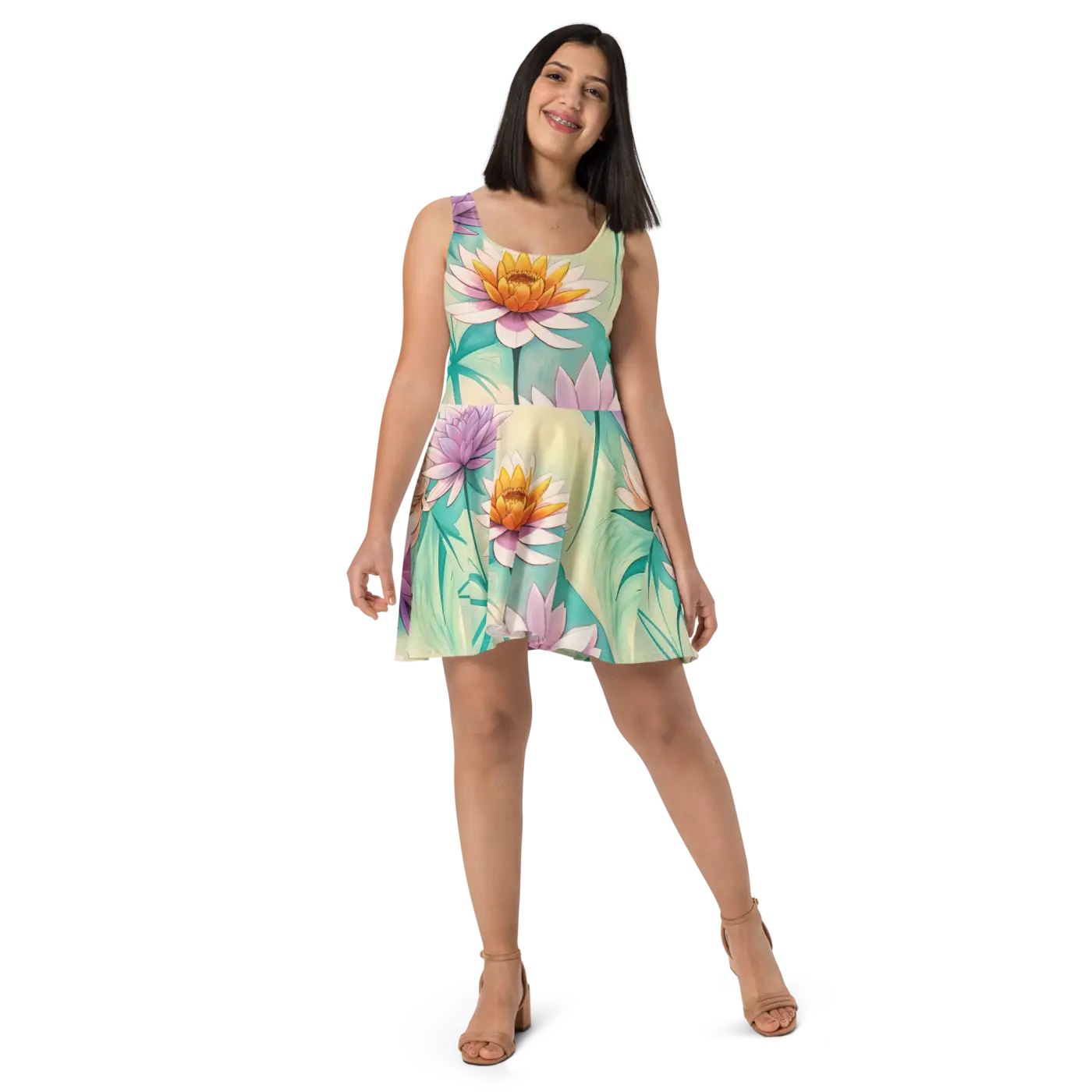 Floral Skater Dress - Flared Feminine Fit - DipaliZ
