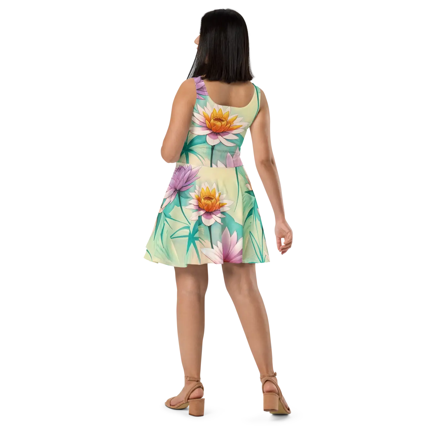 Floral Skater Dress - Flared Feminine Fit - DipaliZ