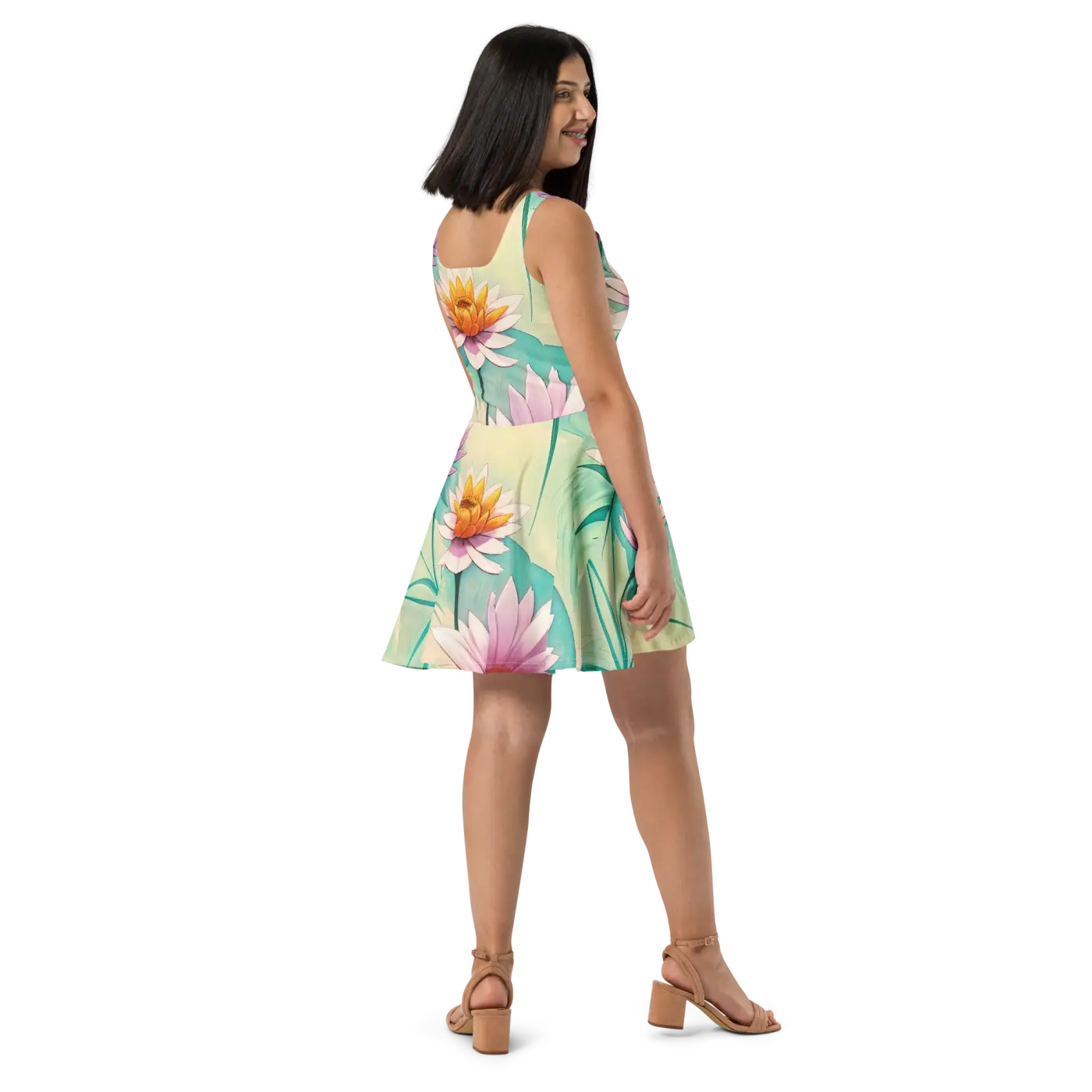 Floral Skater Dress - Flared Feminine Fit - DipaliZ