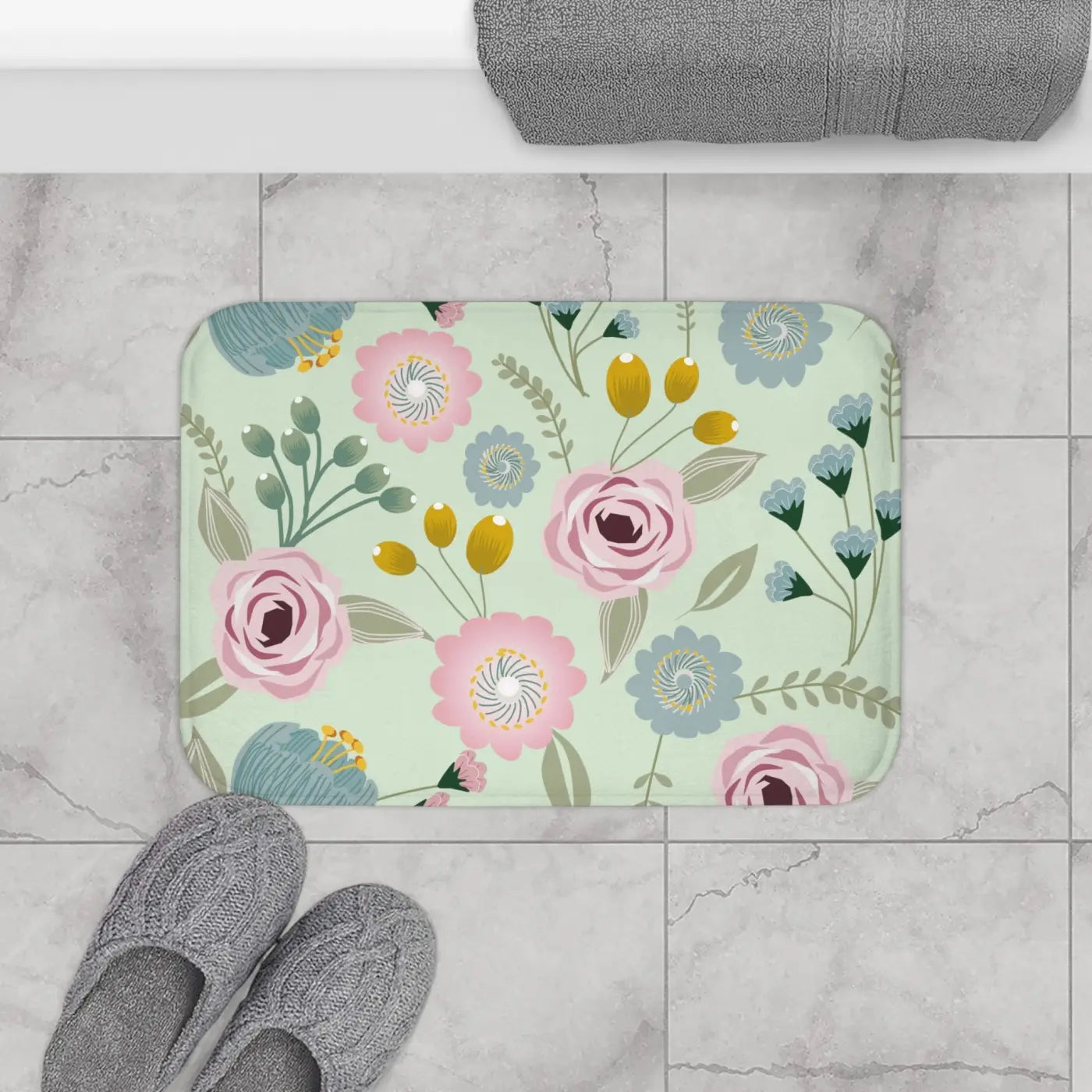Floral Pattern Bath Mat - Cozy Eco-Friendly Gifts - DipaliZ
