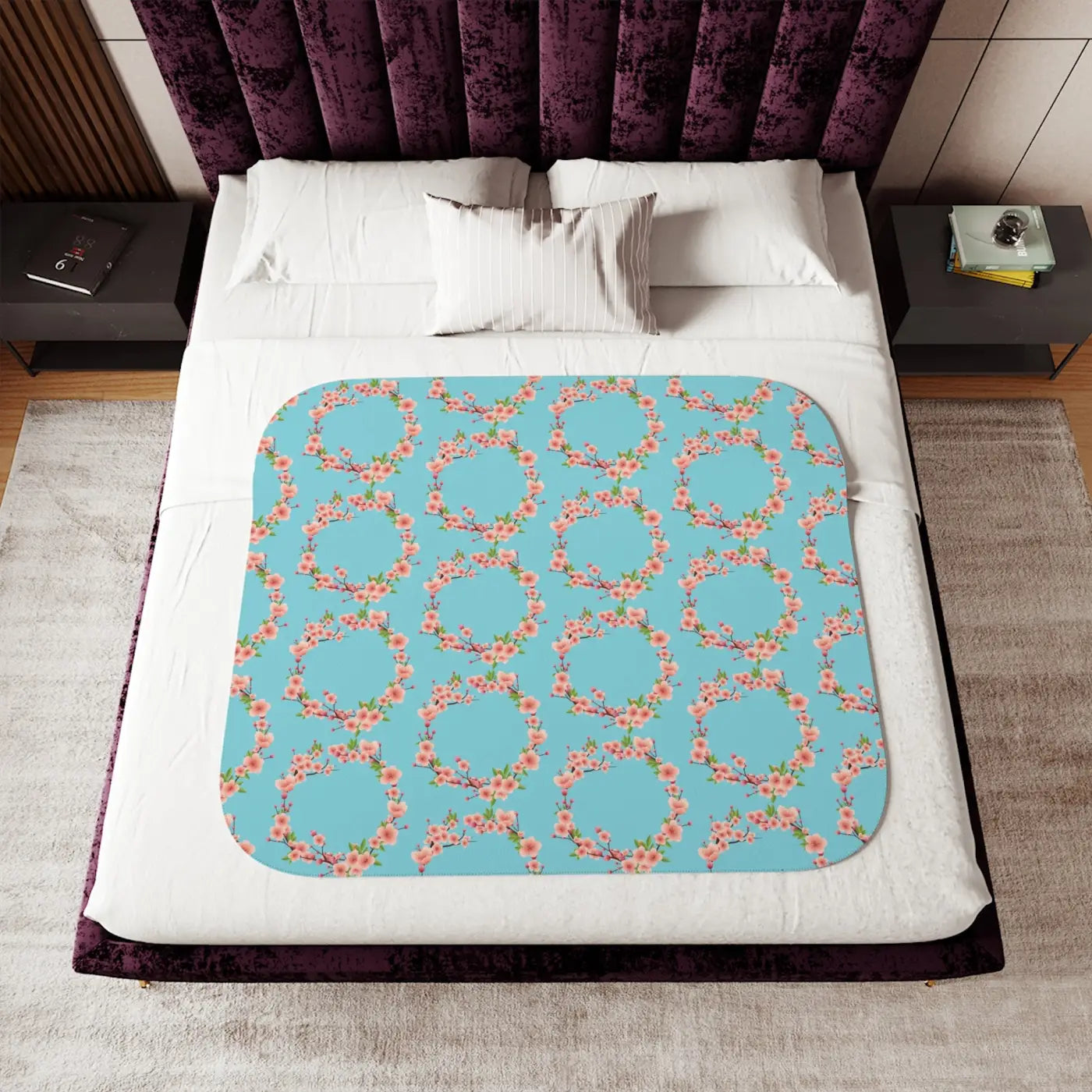 Floral Sherpa Blanket - Two Colors Available - DipaliZ