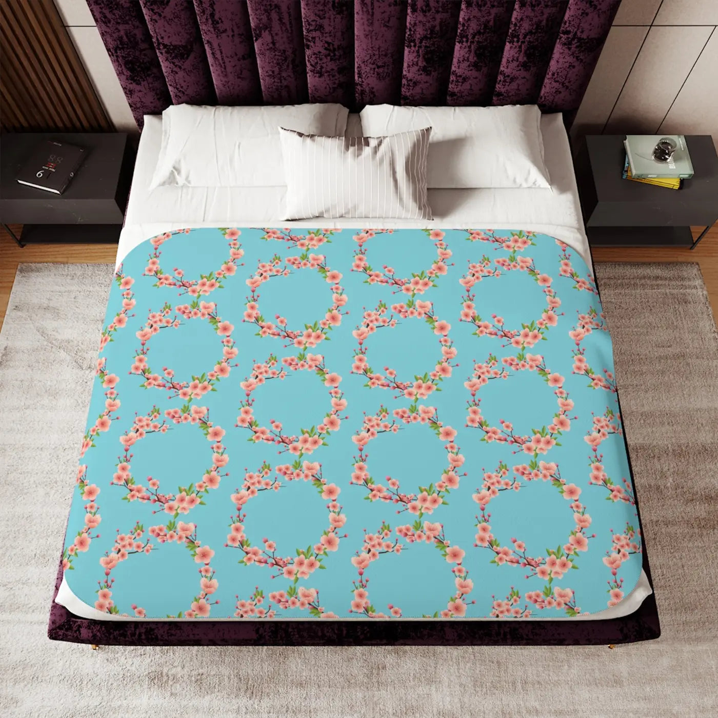 Floral Sherpa Blanket - Two Colors Available - DipaliZ