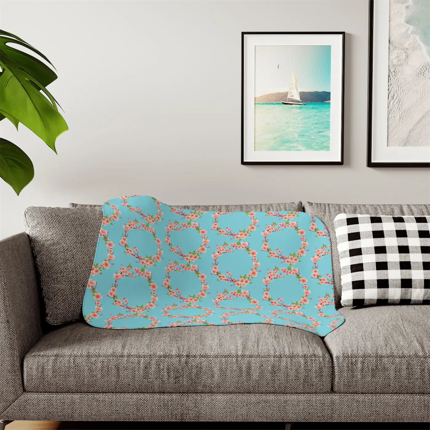 Floral Sherpa Blanket - Two Colors Available - DipaliZ