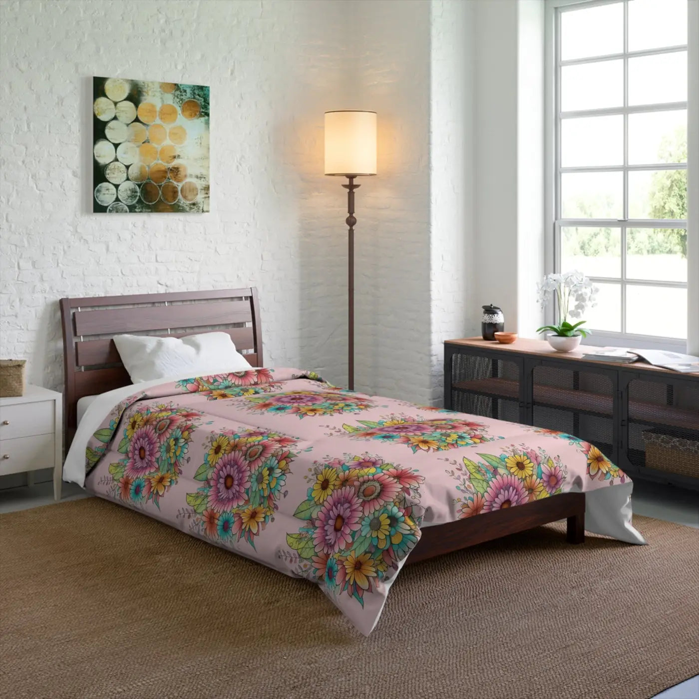 Floral Comforter - Vibrant Pink Garden Pattern - DipaliZ