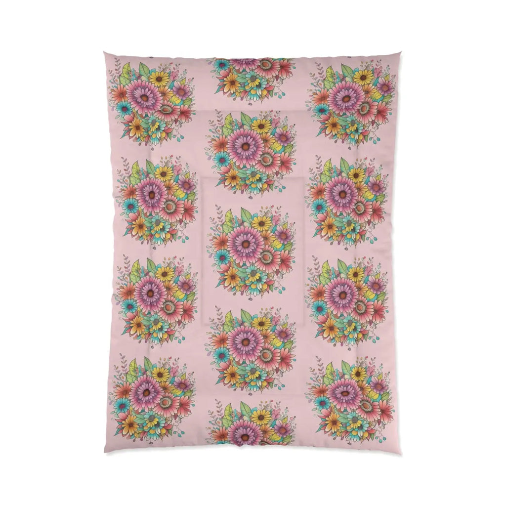 Floral Comforter - Vibrant Pink Garden Pattern - DipaliZ