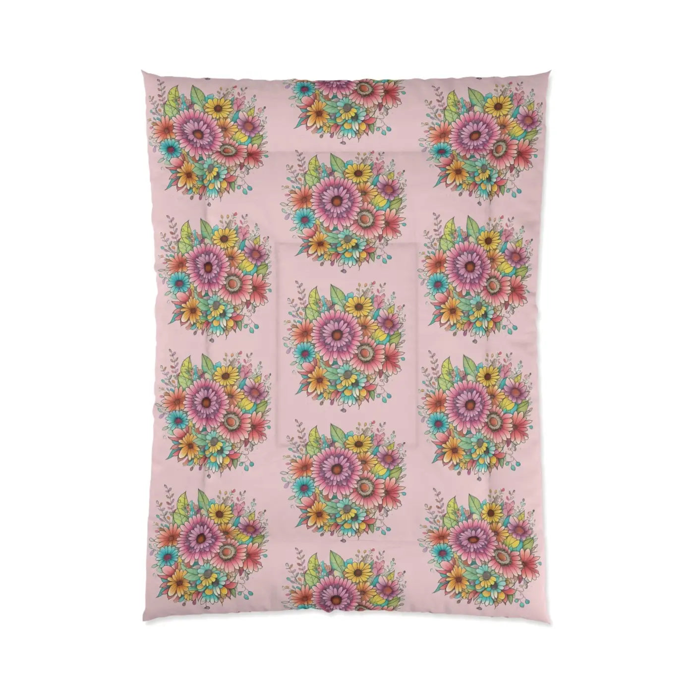 Floral Comforter - Vibrant Pink Garden Pattern - DipaliZ
