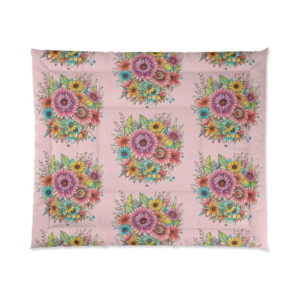 Floral Comforter - Vibrant Pink Garden Pattern - DipaliZ