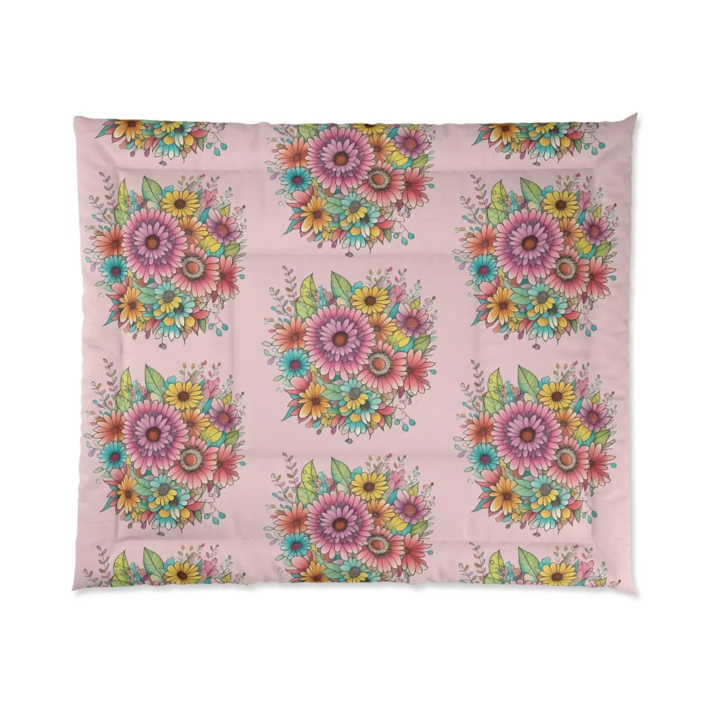 Floral Comforter - Vibrant Pink Garden Pattern - DipaliZ