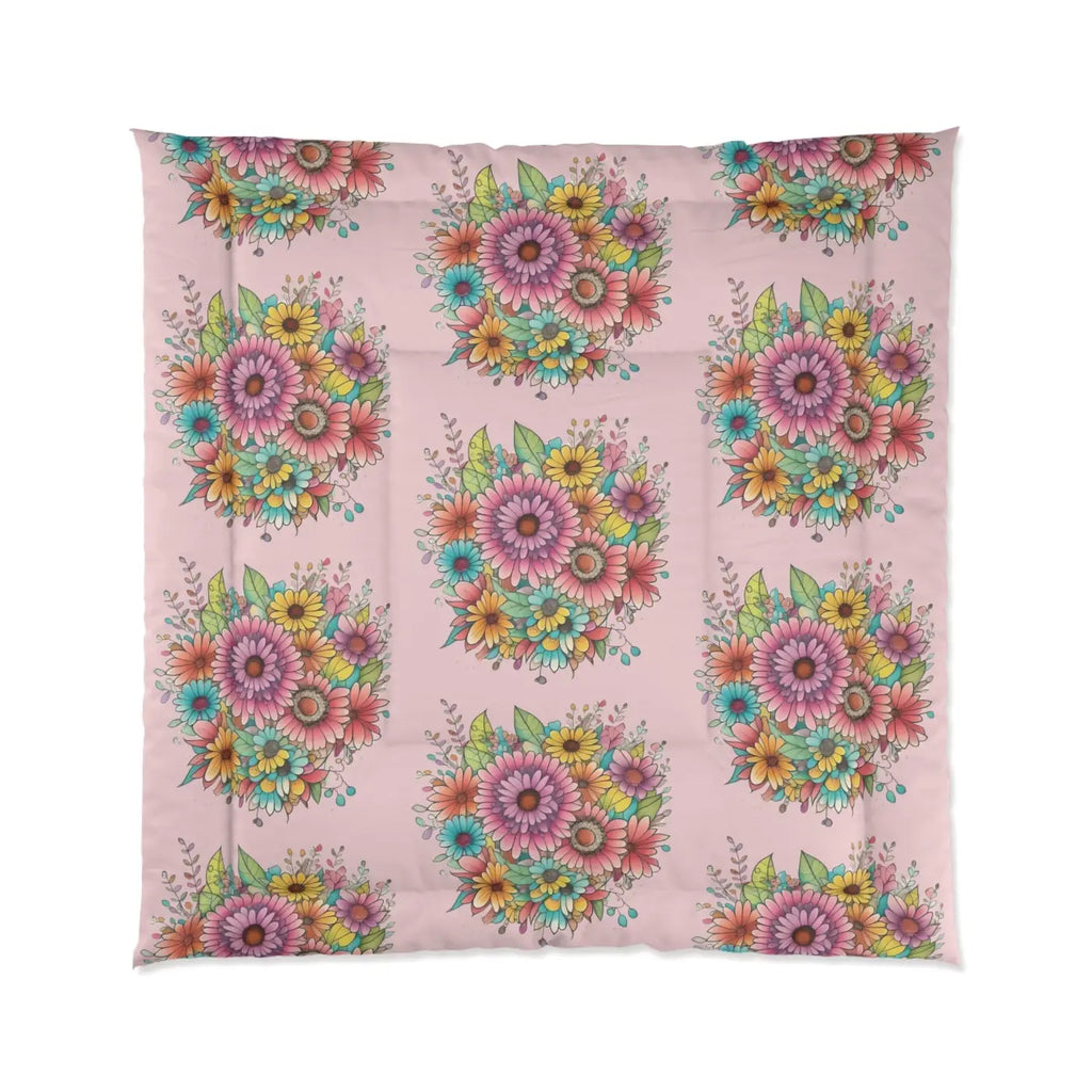 Floral Comforter - Vibrant Pink Garden Pattern - DipaliZ