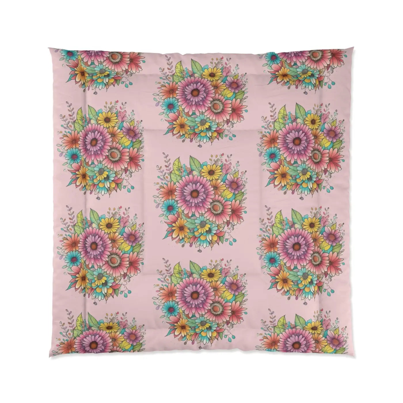 Floral Comforter - Vibrant Pink Garden Pattern - DipaliZ