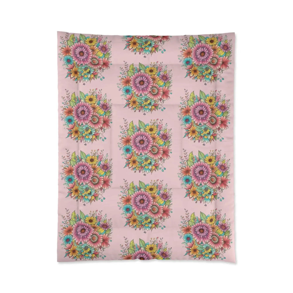 Floral Comforter - Vibrant Pink Garden Pattern - DipaliZ