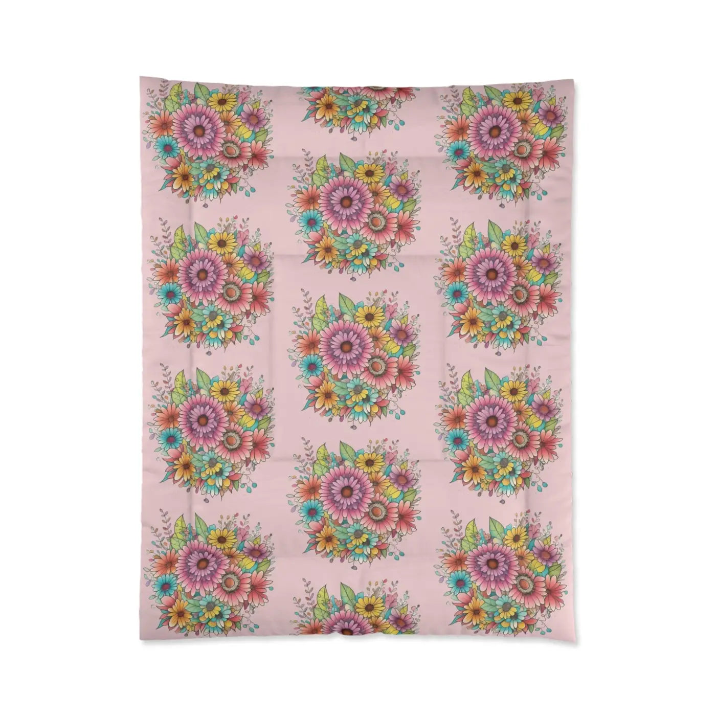 Floral Comforter - Vibrant Pink Garden Pattern - DipaliZ