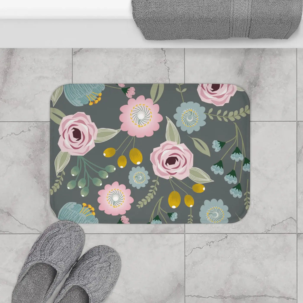 Floral Bath Rug - Plush Non-Slip Comfort - DipaliZ