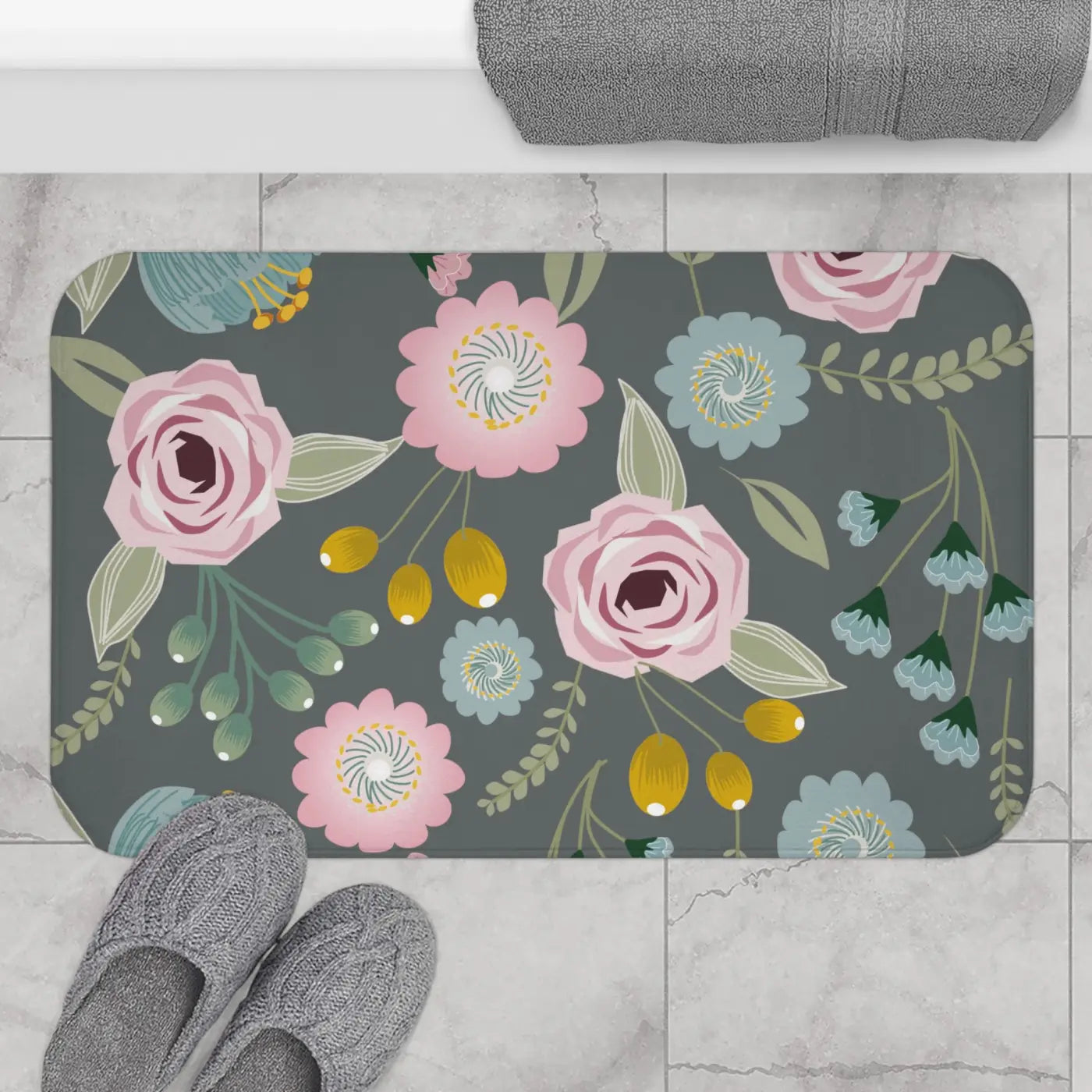Floral Bath Rug - Plush Non-Slip Comfort - DipaliZ