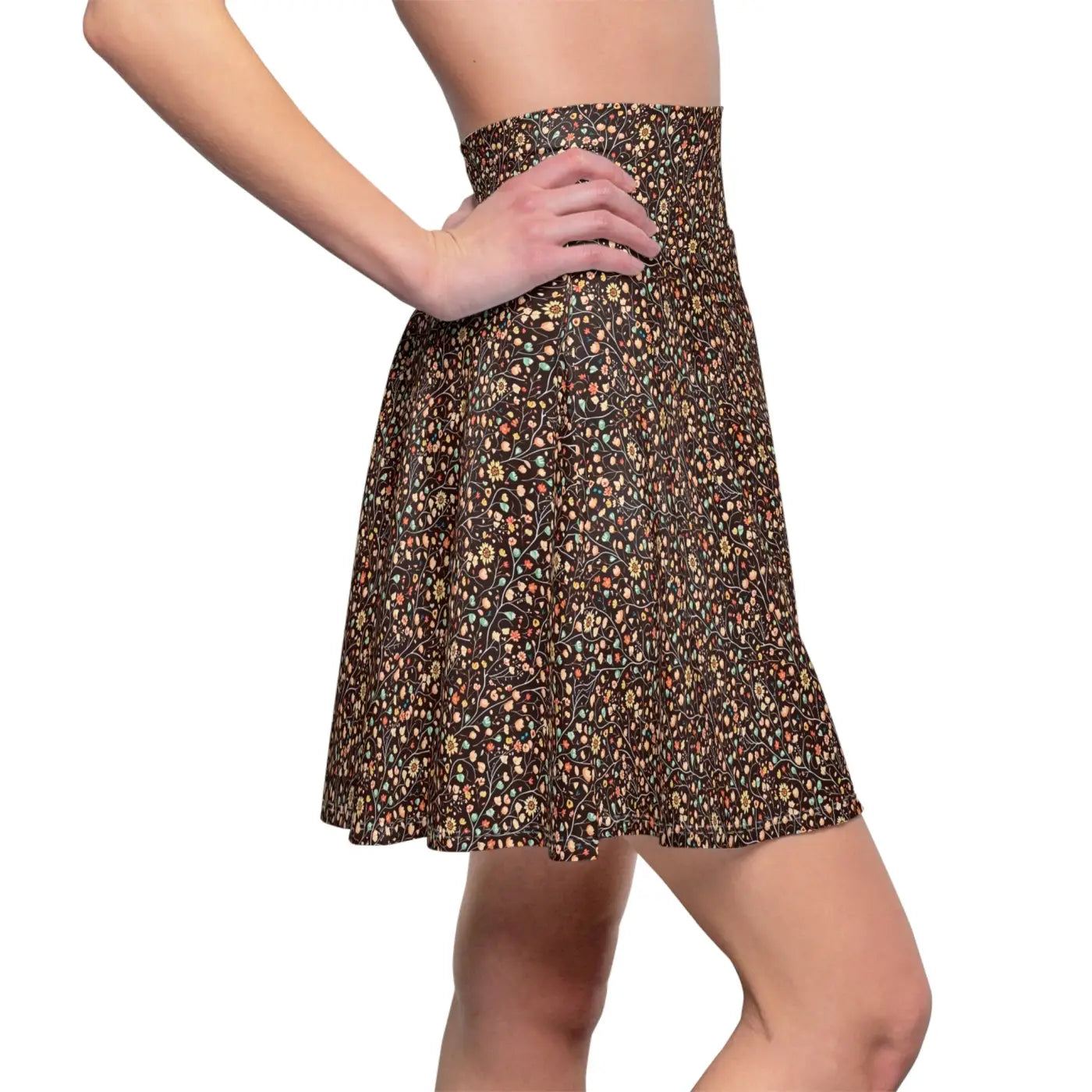 Floral Pattern Skater Skirt - Chic Runway Ready Style - DipaliZ